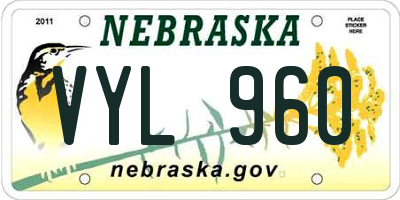 NE license plate VYL960