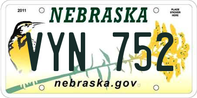 NE license plate VYN752
