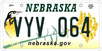 NE license plate VYV064