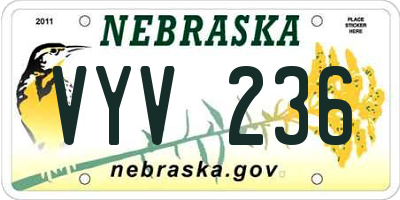 NE license plate VYV236