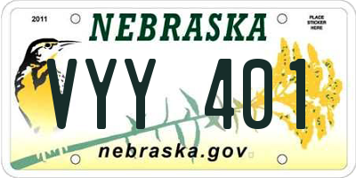 NE license plate VYY401