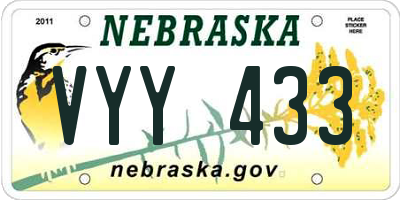 NE license plate VYY433