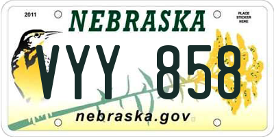 NE license plate VYY858