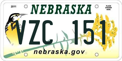 NE license plate VZC151