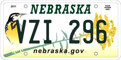 NE license plate VZI296