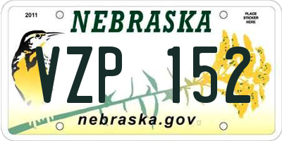 NE license plate VZP152