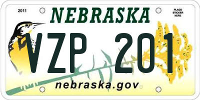 NE license plate VZP201