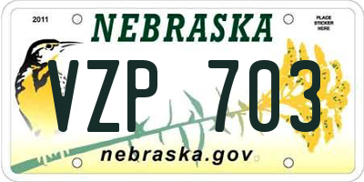 NE license plate VZP703