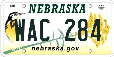 NE license plate WAC284