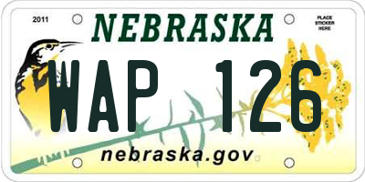 NE license plate WAP126