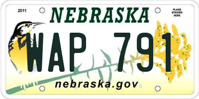 NE license plate WAP791
