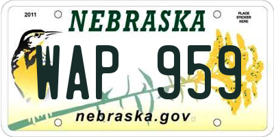 NE license plate WAP959
