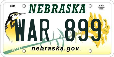 NE license plate WAR899
