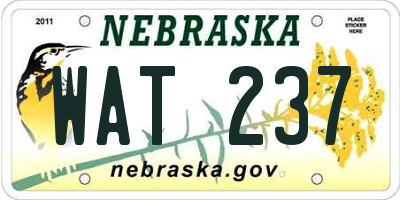 NE license plate WAT237