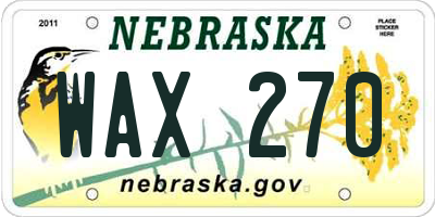 NE license plate WAX270
