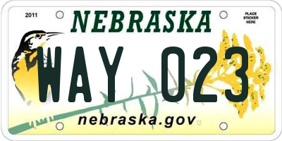 NE license plate WAY023