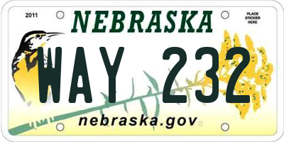 NE license plate WAY232