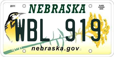 NE license plate WBL919