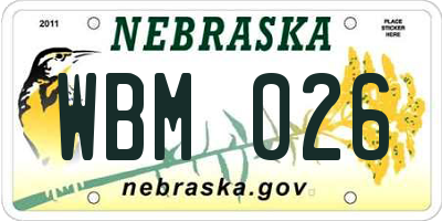 NE license plate WBM026
