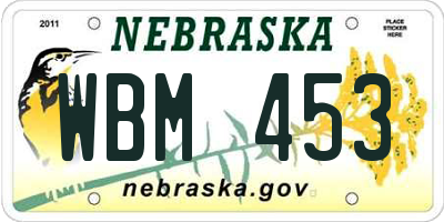 NE license plate WBM453