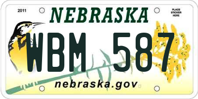NE license plate WBM587