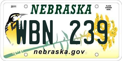 NE license plate WBN239