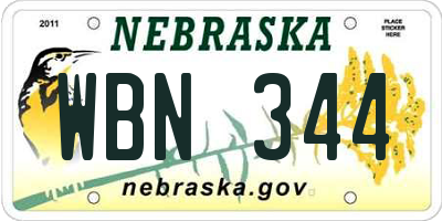NE license plate WBN344