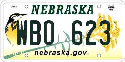 NE license plate WBO623