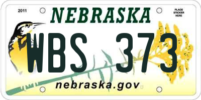 NE license plate WBS373