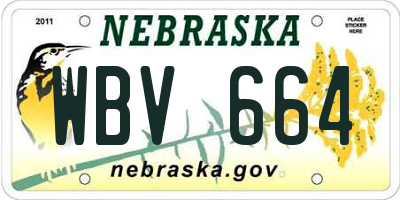 NE license plate WBV664