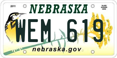 NE license plate WEM619