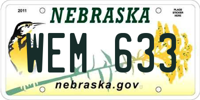 NE license plate WEM633