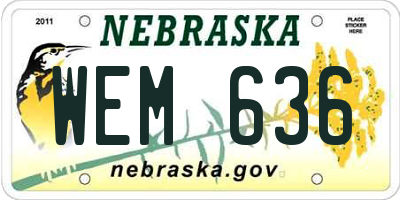 NE license plate WEM636