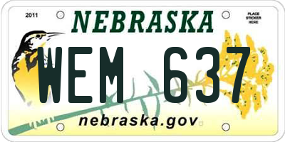 NE license plate WEM637