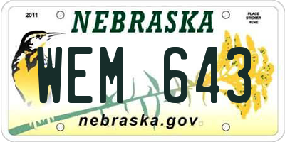 NE license plate WEM643