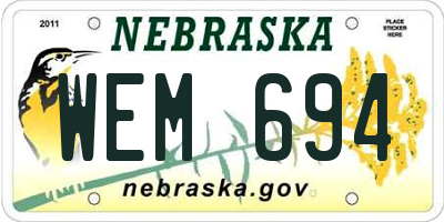 NE license plate WEM694