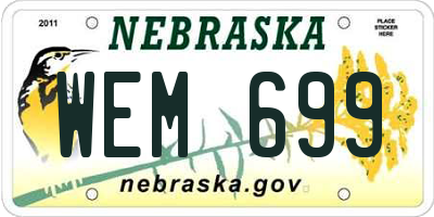NE license plate WEM699