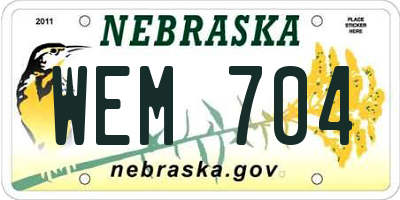 NE license plate WEM704