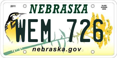 NE license plate WEM726