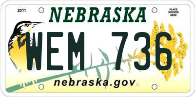 NE license plate WEM736