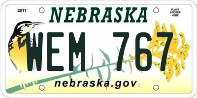 NE license plate WEM767