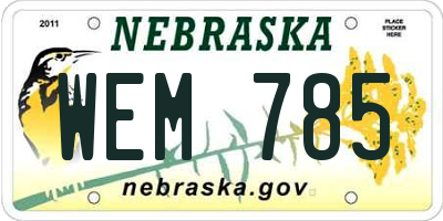 NE license plate WEM785