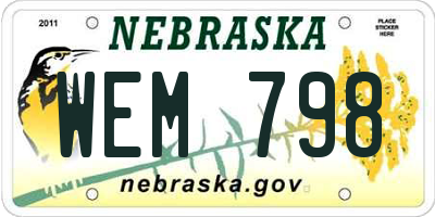 NE license plate WEM798