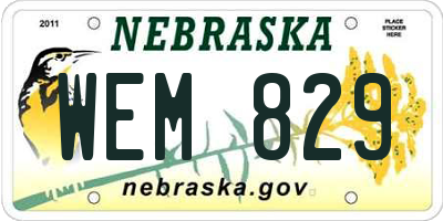 NE license plate WEM829