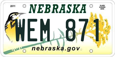 NE license plate WEM871