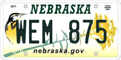 NE license plate WEM875