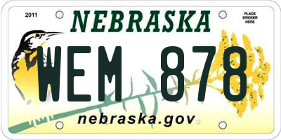 NE license plate WEM878