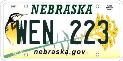 NE license plate WEN223