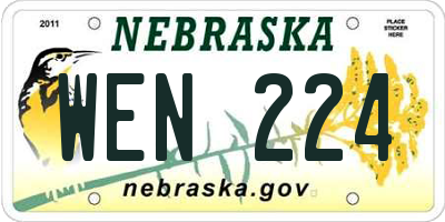 NE license plate WEN224