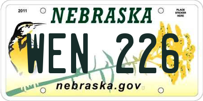 NE license plate WEN226
